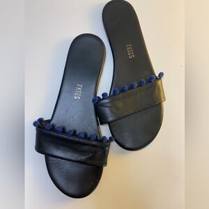 TKEES ALEX POMPOM SLIDE BLACK/NAVY